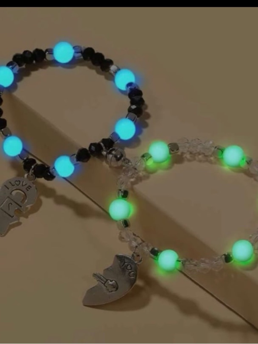 Glow Bead Bracelet Set - Blue & Green
